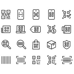 QR Code and Bar Code Icons vector design