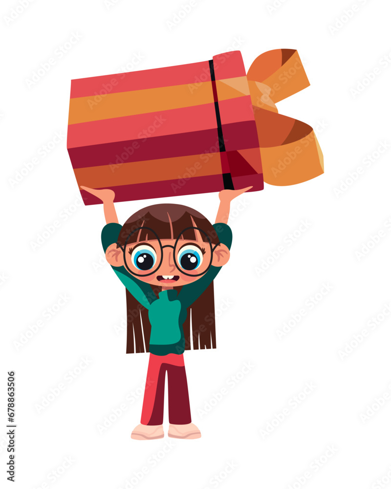 Canvas Prints boxing day girl holding gift