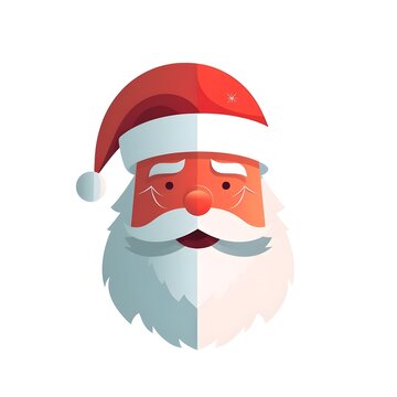 Ilustración minimalista, diseño logo de cara de Santa Claus y nieve con fondo blanco aislado. Generado con tecnología IA