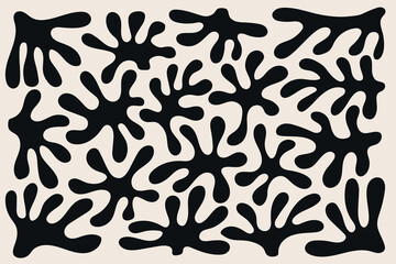 black matisse patern, set of organic shapes in modern style, seamless pattern background, vector abstract botanical flower collection design, blobs Matisse abstract nature leaf wallpaper - obrazy, fototapety, plakaty