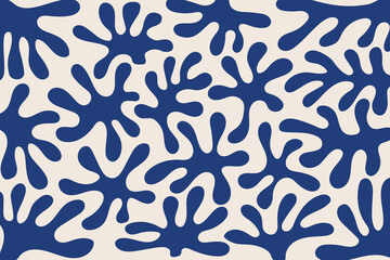  blue matisse patern, set of organic shapes in modern style, seamless pattern background, vector abstract botanical flower collection design, blobs Matisse abstract nature leaf wallpaper