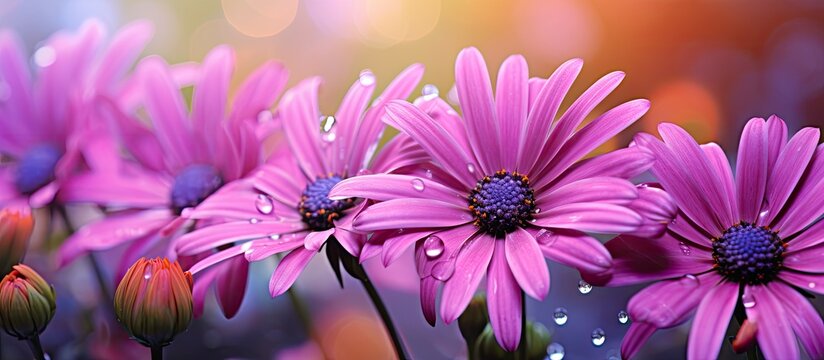 In the vibrant garden of blooming flowers during the summer and spring the beauty of nature unfolds with a spectrum of colors captivating close up views of delicate petals and insects buzzi