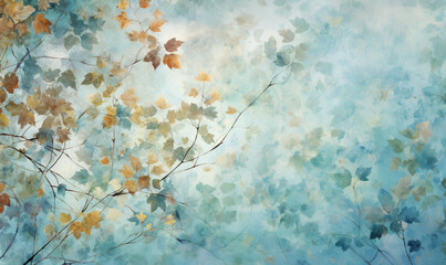 Obraz na płótnie Canvas Ethereal Autumn Leaves on Misty Background 