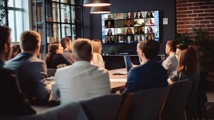 Foto op Plexiglas Business people taking online video call meeting at the office © RMedia