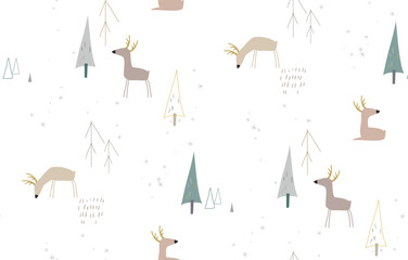 Seamless winter pattren with deers