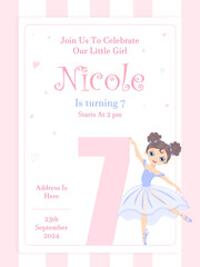 Ballerina Birthday Invitation Ballet Party Invite Tutu Invite Dance Invitation Ballerina Invite Girl Birthday Invitation Editable Printable. Is turning 7