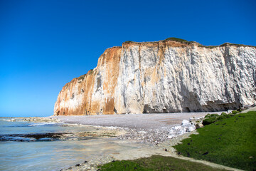 Fototapeta na wymiar The White Cliffs Les Grandes Dalles In Fecamp Normandy France