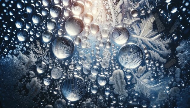 Abstract Frozen Bubbles and Ice Crystals Background