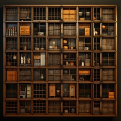 Grid of cabinets with strong rhythm without precision Ai generated Attractive Photo