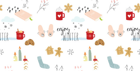 Seamless winter cozy pattern