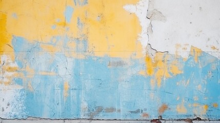 Grunge yellow and blue background with texture of stucco - obrazy, fototapety, plakaty
