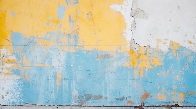 Grunge yellow and blue background with texture of stucco
