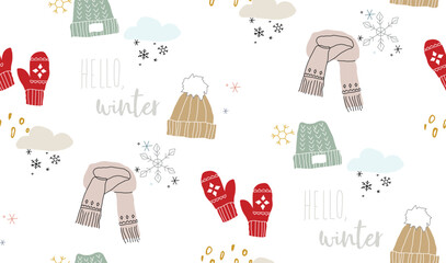 Seamless cozy winter pattern