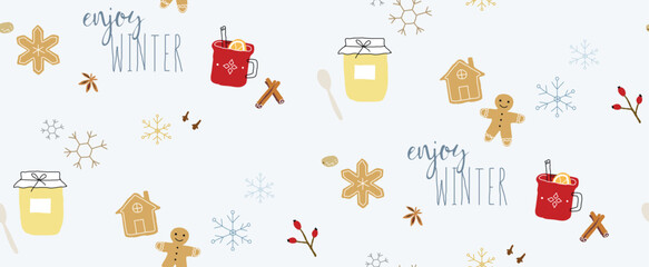 Seamless winter cozy pattern