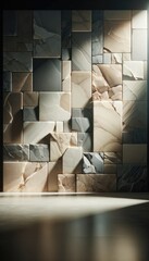 Elegant Marble Tile Wall with Sunlight Reflection