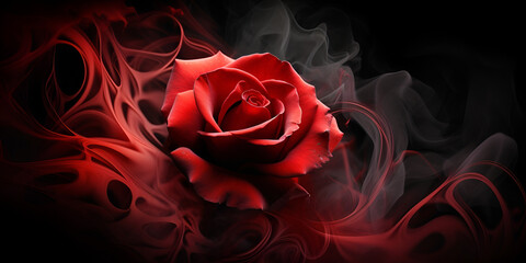 red rose on black background, simple vectorial rose wallpaper black background, valentine's day rose photography background. Generative ai