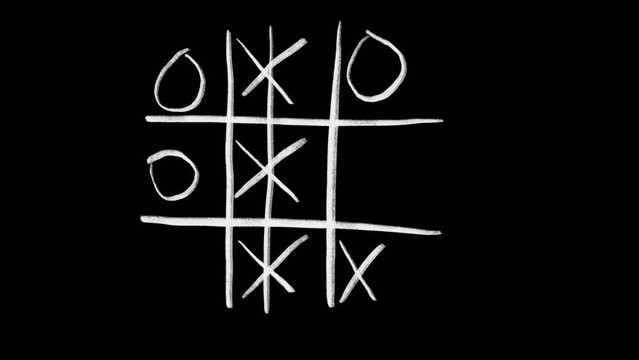 Hand drawn animated doodle of tic-tac-toe game. Video clip with alpha channel.