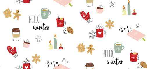 Seamless winter cozy pattern
