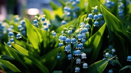 Foto auf Leinwand Lily of the valley, Convallaria majalis, water drops. Convallaria majalis. Springtime Concept. Mothers Day Concept with a Copy Space. Valentine's Day. © John Martin