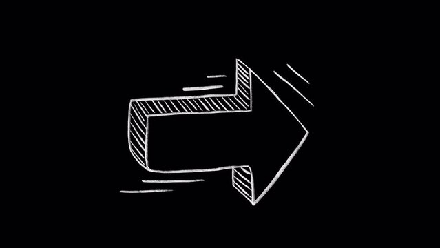 Hand drawn animated doodle of an arrow sign. Video clip with alpha channel.