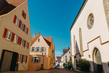 Old national German town house in Bietigheim-Bissingen, Baden-Wuerttemberg, Germany, Europe. Old Town is full of colorful and well preserved buildings.