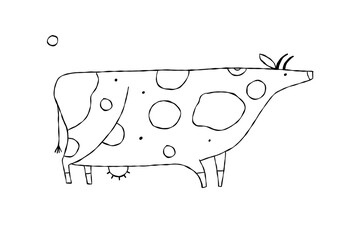 Isolated Cow on White Background
