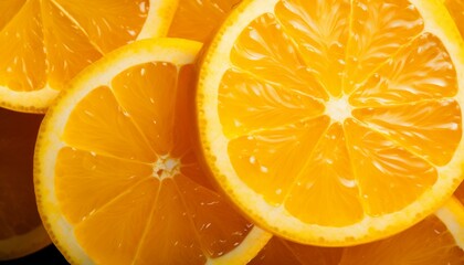 Vibrant and appetizing slices of citrus fruits arranged on a captivating orange background