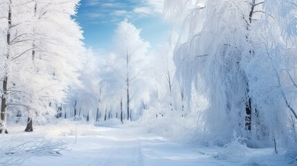 Beautiful winter landscape with snowy trees in the park