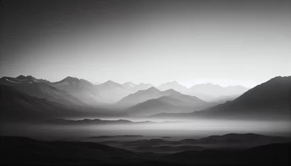 Outdoor-Kissen Mystical Mountain Layers in Monochrome © Skyfe