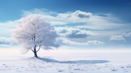 silhouette of a frozen tree covered with snow against the background of a muted morning sky in winter.snowy landscape 
