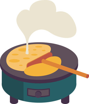 Vector illustration on a white background of a Crepes machine. A bilig. Flat design.