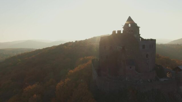 Beautiful Drone video of Holloko Castle in Autumn, Hungary
