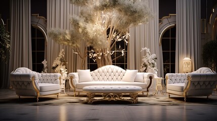 Design Luxury Room with Golden Furniture Elements