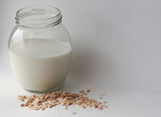 plant milk in a jar, oat milk