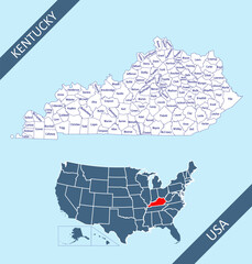 County map of Kentucky labeled
