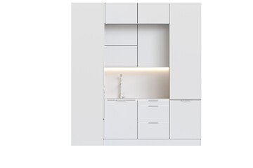 Kitchen furniture isolated on transparent background, 3d illustration, cg render