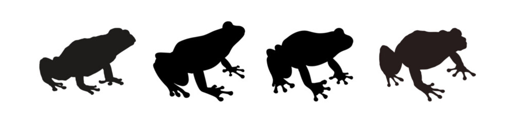 set of frog silhouettes - vector illustration