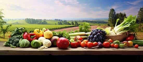 isolated summer farm surrounded by picturesque nature a white table is set background with an...