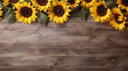 Sunflowers Arrangement on Wooden Rustic Table