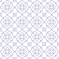 Seamless geometric pattern with shapes. Vector decorative square ornament. Blue pattern on a transparent background. Vintage tile in classic style. Paper for scrapbooking.