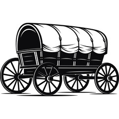 carriage conestoga wagon black vector - obrazy, fototapety, plakaty