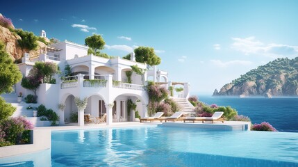 Traditional Mediterranean White House with Pool