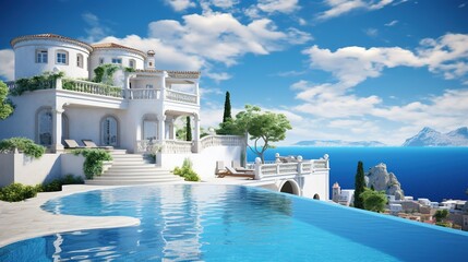 Traditional Mediterranean White House with Pool