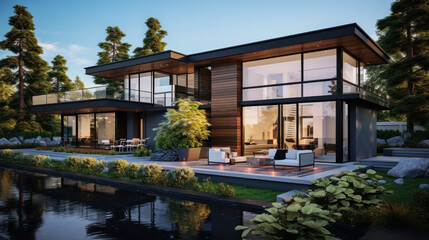 Fototapeta premium Modern home rediscovers its charm with sleek lines