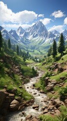 Fototapeta na wymiar tranquil mountain landscape uhd wallpaper