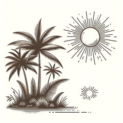 Obraz premium Palm trees and sun - sunset