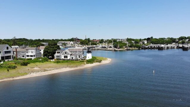 Hyannis Harbor Aerial at Barnstable, Cape Cod with Lighthouse