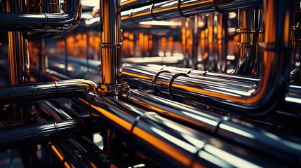 Pipes snake through the labyrinth of steel veins