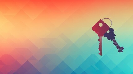 A colorful house sale background with home keys