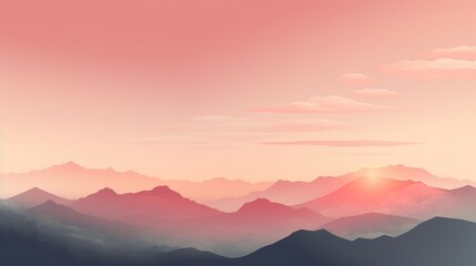 Obraz premium A landscape illustration with sunrise in the mountains